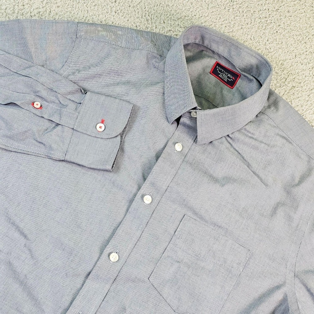 UNTUCKit Pio Cesare Shirt Mens Large Blue Check Slim Fit Long Sleeve Wrinkle